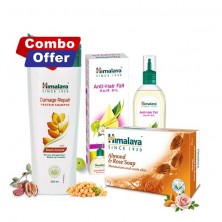 Himalaya Almond & Rose Soap 125g + Damage Repair Protein Shampoo 200ml + Anti-Hair Fall Hair Oil 100ml Combo Pack