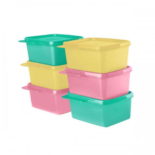 Tupperware Square Refrigerator Container Keep Tab 500ml Set of 6